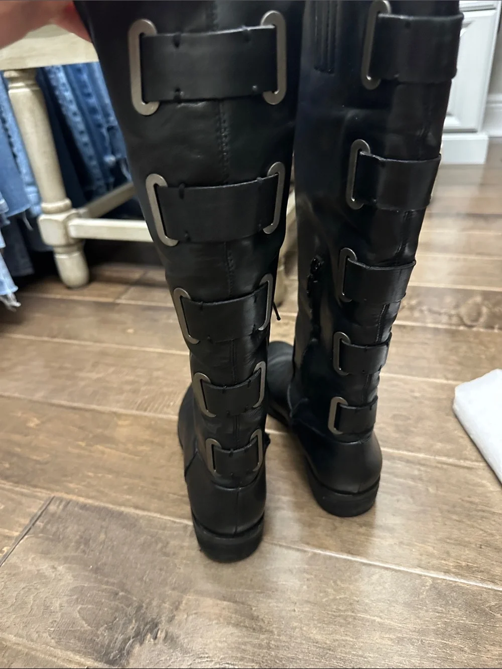 Arturo Chiang Black Over-the-Knee Buckle Riding Boots